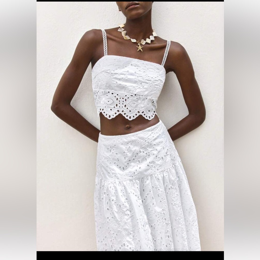 Elegant White Eyelet Maxi Skirt